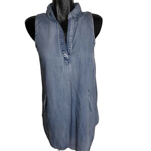 Papillon Sleeveless Light Denim Shirt Dress S